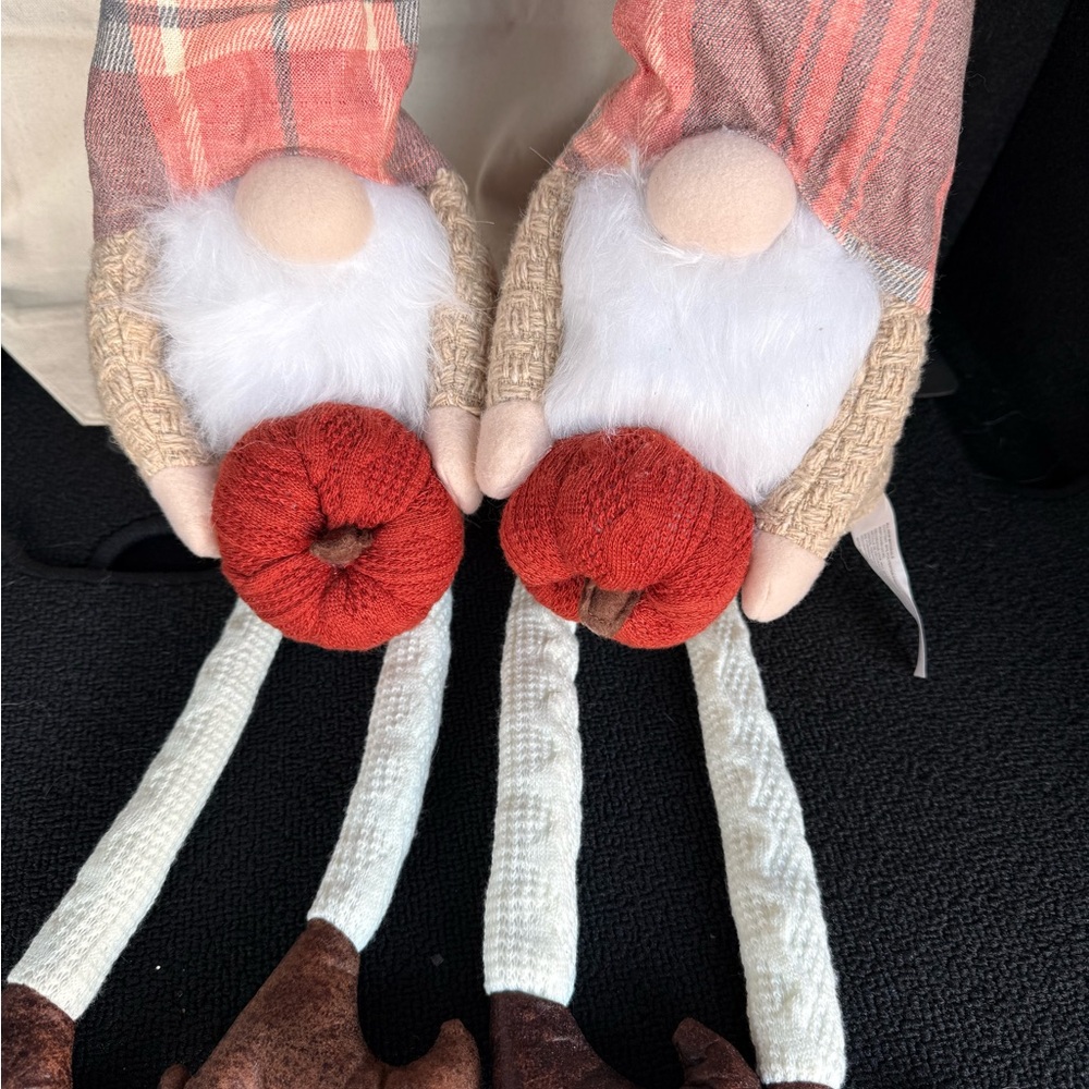 Plaid Gnome Plush Decor set of 4